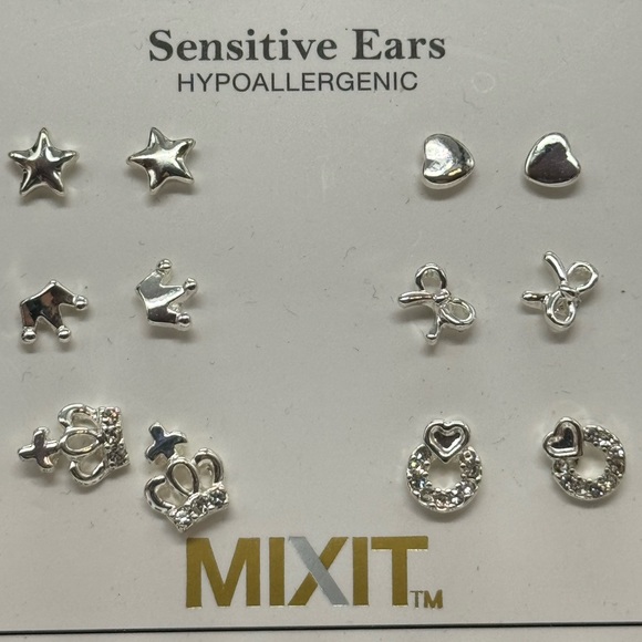 Box Set 6 Pairs Silver Stud Earrings - Picture 3 of 3